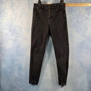American Eagle The Dream Jean High Waisted Button Fly Skinny Black Denim 4 R